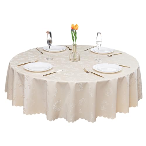 Nappe ronde en PU blanc cassé 180cm au design élégant et finition durable - 2