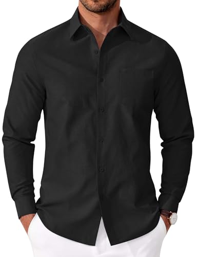 COOFANDY Mens Oxford Shirt Long Sleeve Casual Button Down Shirts Soild Dress Shirts with Pocket