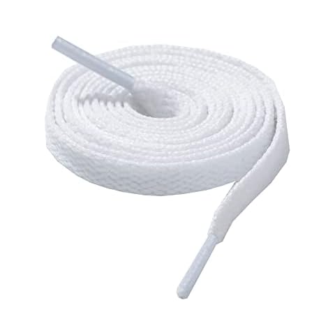 CCSOFTIME Flat White Shoe laces for Trainers Converse Air Force 1,Replacement Sneaker Laces for Sport Shoes,Casual Shoe,Wide 8mm Laces for Men Women Kids Adult,(1Pair-White-140cm) Cover