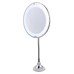 Abaodam 360 Degree Rotation LED Makeup Mirror with 10x Magnification and Locking Suction Cup, Adjustable Angle Plastic Vanity Mirror for Bathroom and Tabletop Use