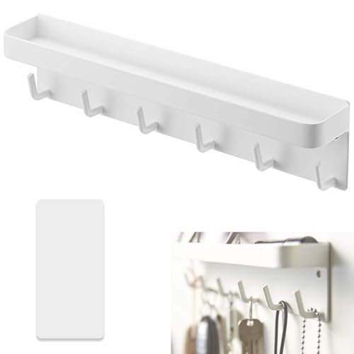 Colgador Llaves, Estante Pared Multifuncional con 6 Ganchos, Ganchos para Llaves, Organizador de Cocina para Pared Autoadhesivo, para Pared, Apto para Casa, Cocina, Baño, Oficina...