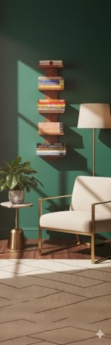 Image of Captiver Donald Wooden Wall Mounted Books Shelf Racks Stands (5 Tier,Teak) Home Decor Library Bedroom Room Designer Floating Self Kitchenaid Stylish Multipurpose Storage Accessories