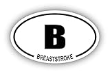 Breaststroke B Oval Bumper Sticker 3M Vinyl Decal 3 in x 5 in