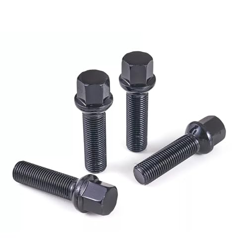 Image of 10 Pack 14mmX1.5 Ball Seat 17mm Hex Extend Wheel Lug Bolts 45mm Shank, Black