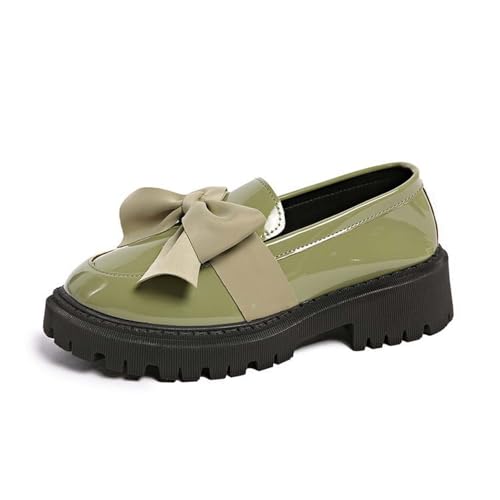 Mocasines plataforma de tacón medio con lazo para mujer: estilo cómodo y seguro