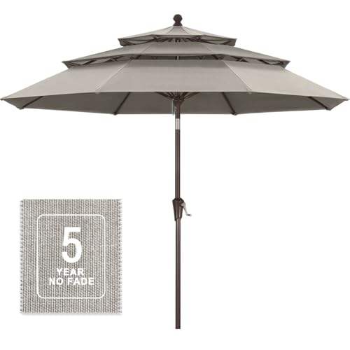 Image of MASTERCANOPY 9ft 3-Tier Olefin Patio Umbrella, Beige
