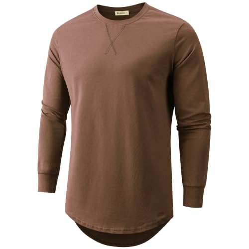 Image of KLIEGOU Men's 100% Cotton Longline T-Shirt, Pre-Shrunk Soft