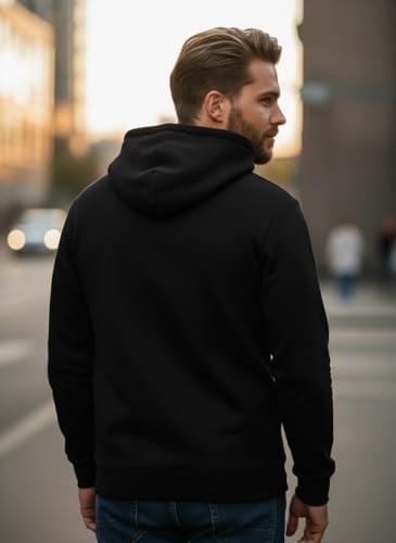 Image of Men Regular Fit Fleece ||Black||Hoodie Solid||Sweatshirt-JM3860