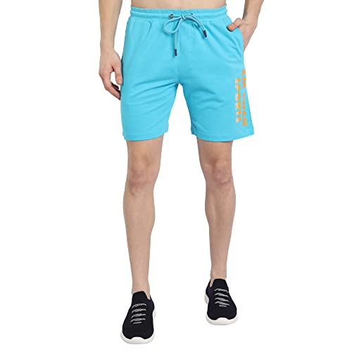 Image of AM SWAN Mens Premium Cotton Colourblocked Printed Stylish Comfort Knee Length Shorts