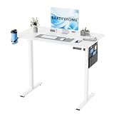 EarthyHome Scrivania regolabile in altezza, Scrivania, 120x60 cm, funzione di memoria a tre posizioni, completa di sistema di gestione dei cavi e gancio, scrivania salvaspazio.