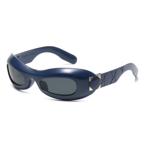 Lunettes de soleil petite monture rétro punk avec verres bleu foncé