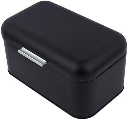 Bread Bin 30.50 x 20.00 x16.00 cm - Food Containers, Large Capacity Solid Color Retro Metal Bread Bin Box for Bread (3 Colors)(Black)