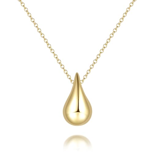 14K Gold Necklaces for Women Gold Pendant Necklaces for Women Teardrop Pendant Exquisite and Graceful Everyday Teardrop Necklace for Womens
