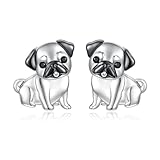 Sterling Silver Dogs Stud Earrings Pug French Bulldog Dachshund Schnauzer Golden Retriever Dalmatian Puppy Earrings Dog Jewelry Gifts for Pet Lovers (Pug)