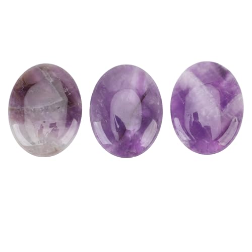 Haofy 3pcs Daumenkristall Bequemer Grip Daumen Stein Lila Kristallsteine ​​für Meditative Praktiken mit Glatte Polierte Oberfläche Große Geschenkidee für Freunde Familie