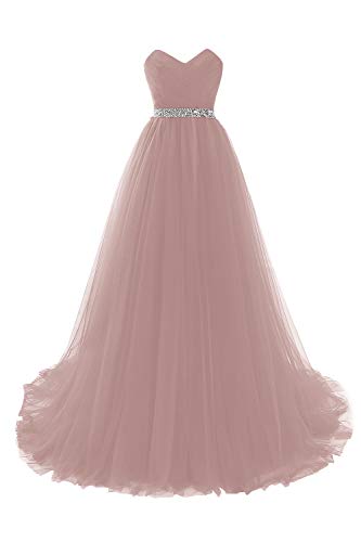 Misshow Robe de Soirée Longue Grande Taille Robe de Cocktail Chic pour Mariage en Mousseline Femme Princesse Rose 46
