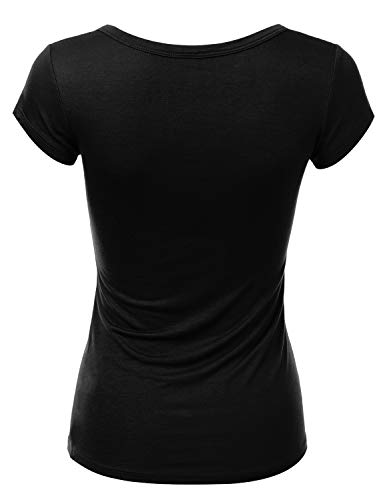 LALABEE Women's Deep V-Neck Short Sleeve Basic Henley Button T-Shirt for Women3