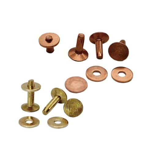 LIUCH 10 juegos de remaches cobre y latón for cuero con arandelas rebaba for bricolaje(Copper,10x14mm 10 sets)