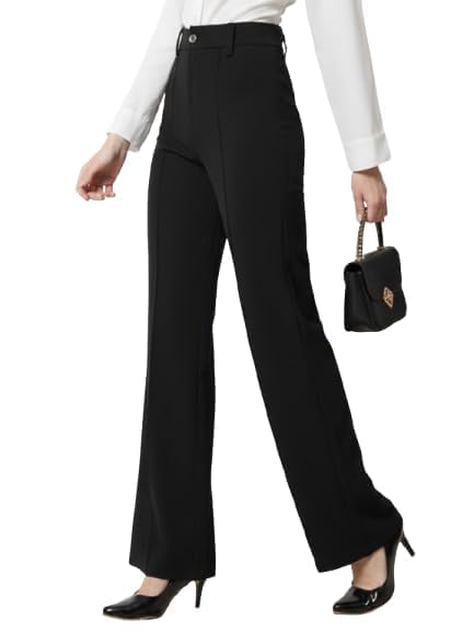 Formal Pants for Women Office Wear – High Waist Wide Leg Formal Trousers | Viscose Rayon | 2 Side Pockets | Full Length 38-40” | Comfortable Office Wear Pants for Women Above Height 5’5ft-picture-52