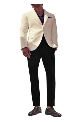 Veste et pantalon ample en maille pour homme ensemble beige pour le bureau