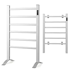 【Rapid & Efficient Heating】This freestanding towel warmer can quickly reach 60℃ within 10 minutes, allowing you to step out of the shower and into the embrace of a warmed towel. Moreover, the electric towel rail will maintain a constant temperature t...