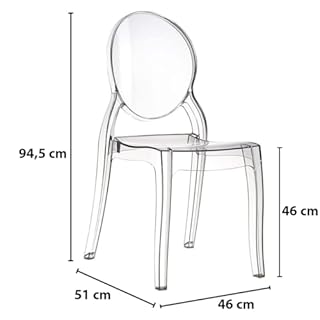 KONTE.DESIGN Set di 6 sedie BRERA in policarbonato trasparente impilabili