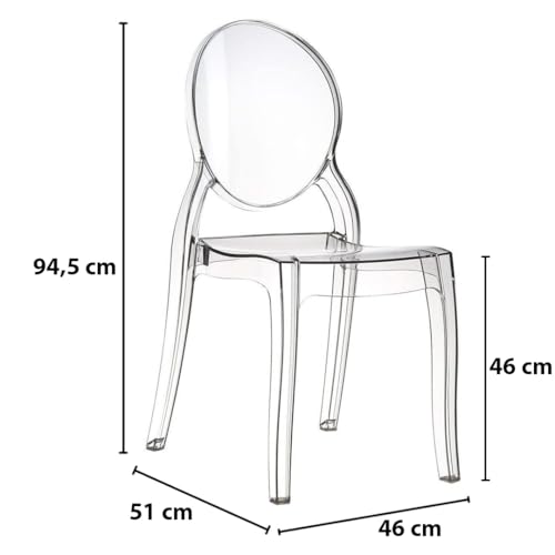 Konte.Design Set Di 4 Sedie Brera In Policarbonato Trasparenti, Impilabili - 3