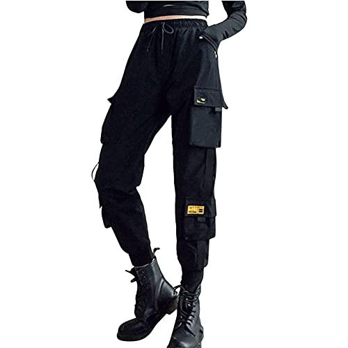 Kingspinner Hiphop Punk Jogger Harem Pants for Womens Girls Casual Cargo Pants Outdoor Loose Sport Trousers Dance Pants
