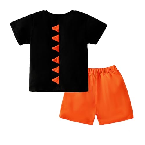 Image of HILEELANG Toddler Boy Summer Short Clothes Sets Cotton Crewneck Tees Shorts Pocket Adjustable Knite Shorts Playwear Sets