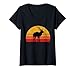 Femme Retro Vintage Antilope Gazelle Porte-cornes Afrique Safari T-Shirt avec Col en V