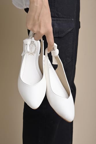 Image of Shoetopia Women's Pointed Toe Flats with Side Bow Stylish & Comfortable ||Slingback Ballet Shoes for Casual & Party Footwear