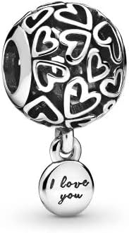 PANDORA Jewelry Openwork Love Hearts Sterling Silver Charm