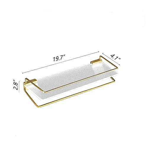 Hsxjj Acrylic Bathroom Shelves 19.7Inch Gold Aluminum Extra Thick Acrylic Rectangular Shelf,Bathroom Shelves With Towel Bar,Shelf Set With Towel Rack #TOP2