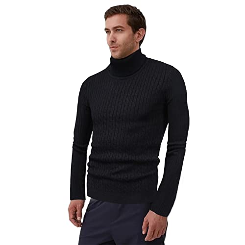 Pull à col roulé pour homme coupe ajustée décontracté tricot torsadé