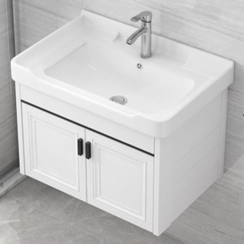 EnergyDeer洗面化粧台 浴室浴室キャビネット 洗面台 セラミック ワンピース ウォッシュ ハンド洗面器 洗面台セット 洗面器 ガーデンシンクキッチンシンク 洗面ボウル 手洗い器 セラミック容器シンク 手洗いシンク ロッカー付 洗面台下 収納 (61