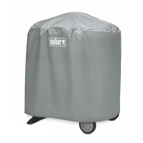 Weber 7177 Grillabdeckung, passend für Q 100/1000 und 200/2000 mit Ständer, Grau, 134.37cm H x 64.01cm B x 87.5cm T