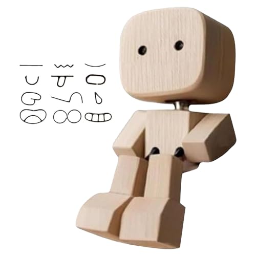 Genérico Coche Juguete De Madera para Salpicadero - 12 Figuras Expresivas con Articulaciones Móviles para Decoración Interior del Coche | Alambre De Hierro Flexible para Emoticones Personalizados |