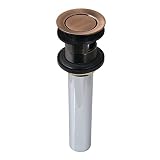 Kingston Brass KB810AC Brass Push Pop-Up Drain with Overflow, Antique Copper