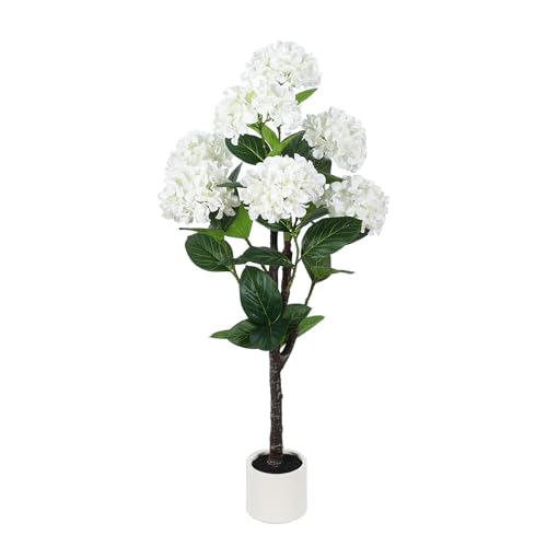 YEPDIN 4 FT Artificial Hydrangea Tree- Large Faux Hydrangea Plants Indoor Outdoor，Fake Flower...