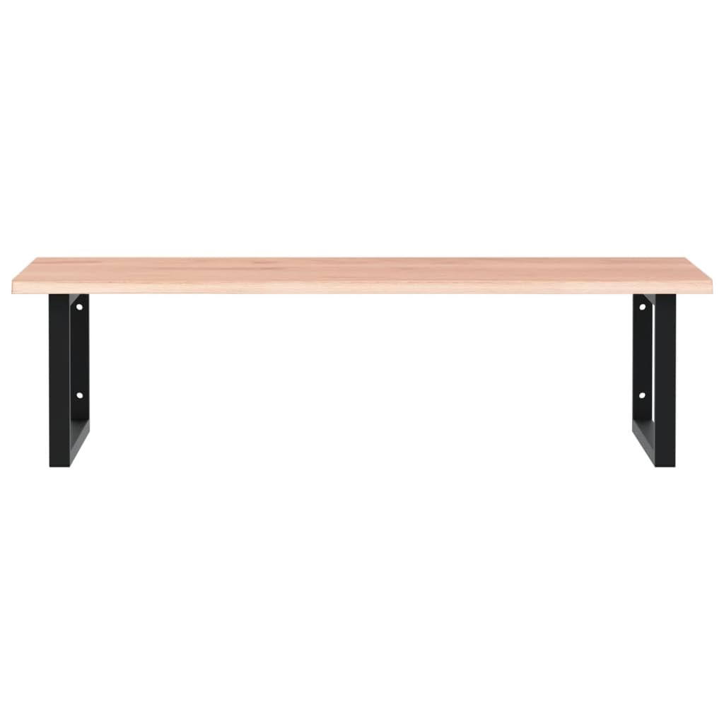 Piano per lavabo in legno di rovere massiccio con supporto in acciaio, 100 x 60 cm, portata fino a 100 kg, salvaspazio per bagno, mobile da bagno, mensola