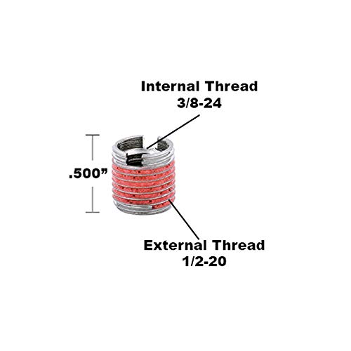 Image of E-Z LOK Threaded Insert for Metal Thin Wall 303 Stainless Steel Thread Inserts 3 /8-24 x 1 /2-20 Pack of 1