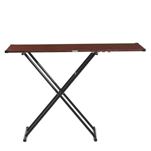 Image of FLIPZON Premium Foldable Ironing Cum Multi-Purpose Table with Heavy-Duty Metal Frame | Smart Space-Saving Laptop, Study & Utility Desk (Mahogany)