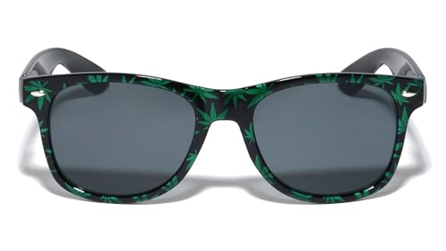 Black Square Weed Leaf Sunglasses w/Iridium Lenes2