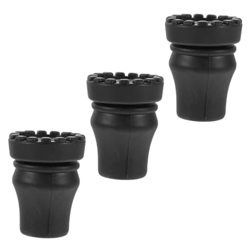 BESPORTBLE 3 Piezas Alfombra Antideslizante Polos Exterior Axilas Almohadilla Bastones Plegables Mangos De Bastón Bastones De Trekking Bastón Cuádruple Asiento Carril Black Caucho