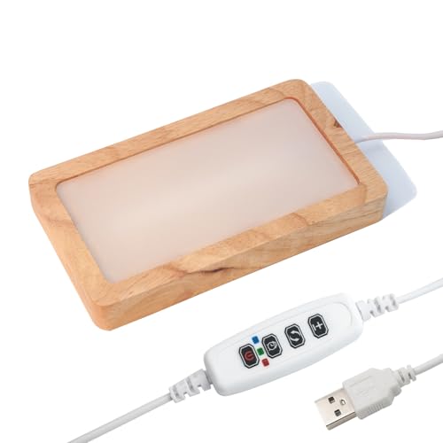 Bituulor Rectangle LED Light Base with Timer & Adjustable Brightness - Wood Display Stand for Glass Art,Crystal Display,6 inch