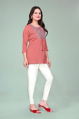 Image of SHANTVAN GALLERY Women's Tunics - Stylish & Comfortable Kurti for Woman with 3 /4 Designer Sleeves | Elegant Indian Short Tunic Top for Ladies | Casual, Festive