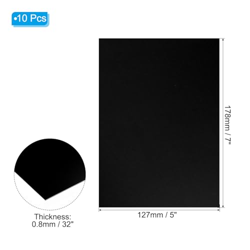 PATIKIL 7x5x1/32inch Anodized Aluminum Sheet, 10Pcs Metal Rectangle Aluminum Plate 0.8mm Thick Engraving Blanks for Laser Engraving DIY Decorative Crafting Home Decoration, Black