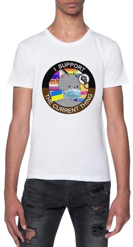I Support The Current Thing Camiseta De Manga Corta Blanca con Cuello Redondo para Hombre
