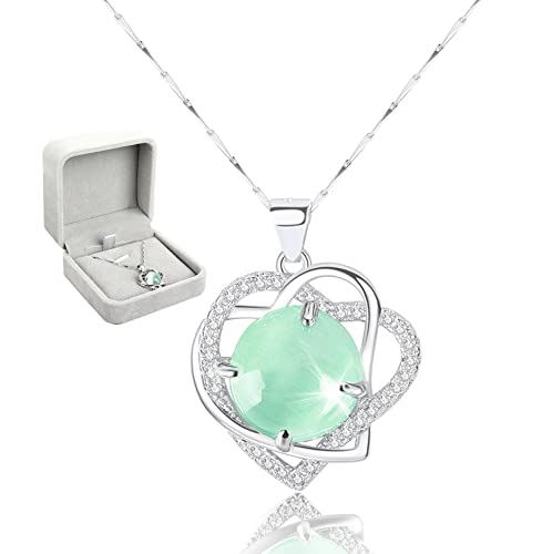 Collares de plata para mujer - Collar de cuarzo rosa Amor Corazón Cristal Colgante Collar Joyas Regalos para mamá Esposa Novia Aniversario Cumpleaños Día de la madre Navidad Día de San Valentín Cover