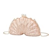 IAMUHI Women Fashion Acrylic Shell Shaped Clutch Luxury Evening Handbag Unique Chain Shoulder Bag Wedding Party Purses, Apricot